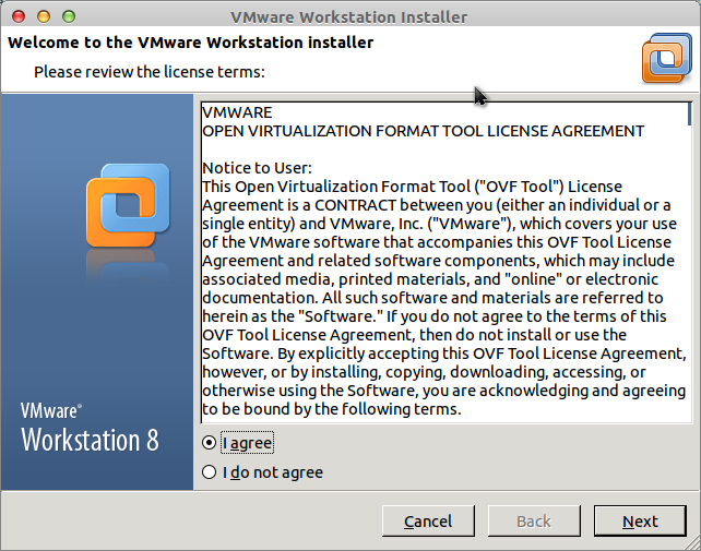 Соглашаемся с лицензионным соглашением. chmod a+x VMware-Workstation-Full-8