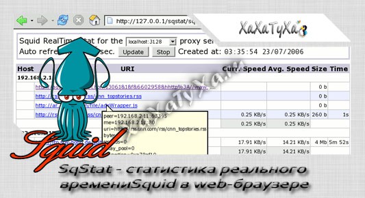 SqStat - cтатистика реального  времениSquid в web-браузере